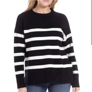 French Connection Essentials Black Striped Sweater
